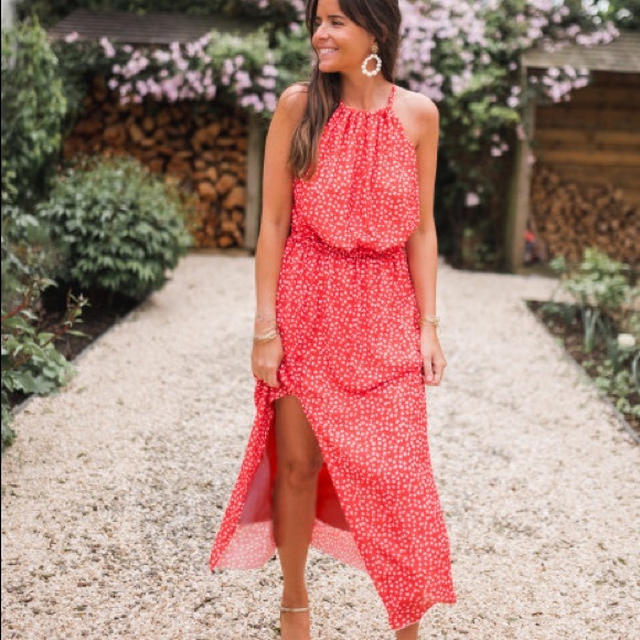 Beautiful red maxi dress with flowers - Picture 3 of 3